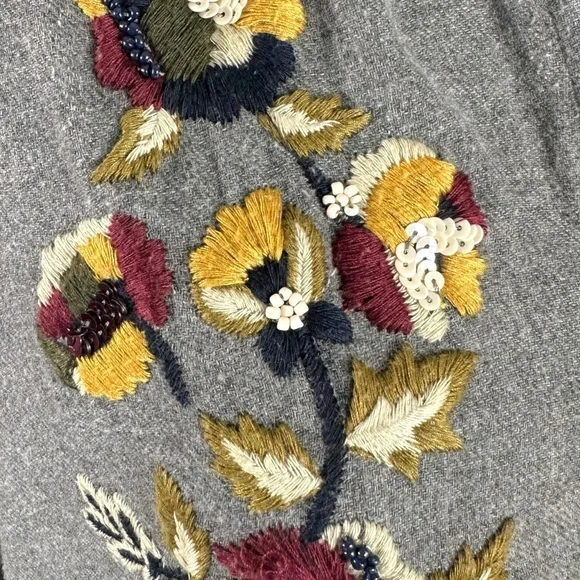 Zara Embroidered Swing Tunic Shirt Dress Size Large Grey Flannel Fall Shacket - Picture 10 of 15